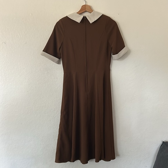 Hell Bunny Vixen Dress in Brown White Black Sz S White is Drab Trashy Diva - Picture 10 of 13